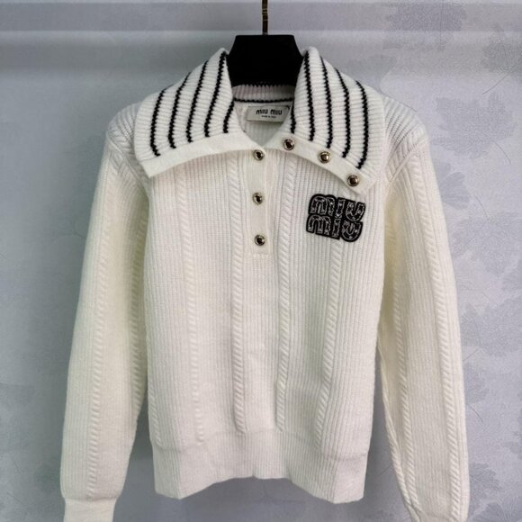 Miu Miu Ivory Cable Knit Sweater - Picture 1 of 8